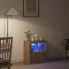 Széf LED -es lámpákkal Barna 60.5 x 37 x 67 cm Faanyag