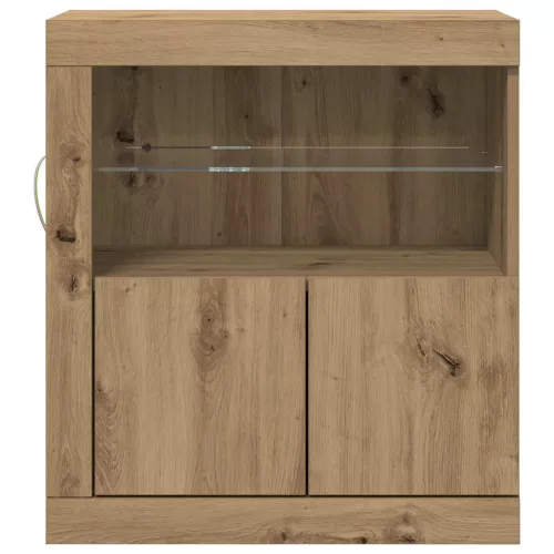 Széf LED -es lámpákkal Barna 60.5 x 37 x 67 cm Faanyag