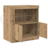 Széf LED -es lámpákkal Barna 60.5 x 37 x 67 cm Faanyag