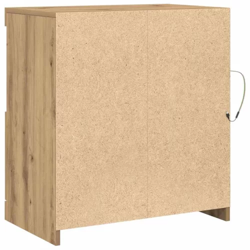 Széf LED -es lámpákkal Barna 60.5 x 37 x 67 cm Faanyag