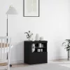 Széf LED -es lámpákkal Fekete 60.5 x 37 x 67 cm Faanyag