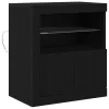 Széf LED -es lámpákkal Fekete 60.5 x 37 x 67 cm Faanyag