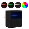 Széf LED -es lámpákkal Fekete 60.5 x 37 x 67 cm Faanyag