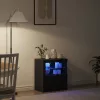 Széf LED -es lámpákkal Fekete 60.5 x 37 x 67 cm Faanyag