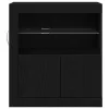 Széf LED -es lámpákkal Fekete 60.5 x 37 x 67 cm Faanyag