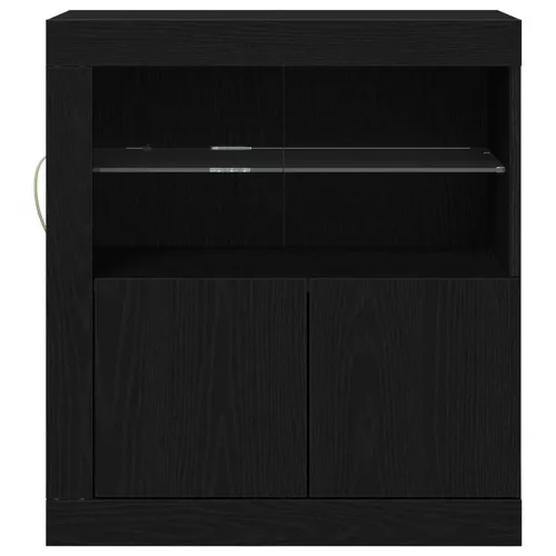 Széf LED -es lámpákkal Fekete 60.5 x 37 x 67 cm Faanyag
