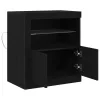 Széf LED -es lámpákkal Fekete 60.5 x 37 x 67 cm Faanyag