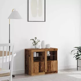 Oldalsó szekrény 2 pcs Régi fa 41 x 37 x 67 cm Faanyag