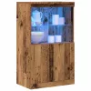 Széf LED -es lámpákkal Barna 60 x 37 x 100 cm Faanyag