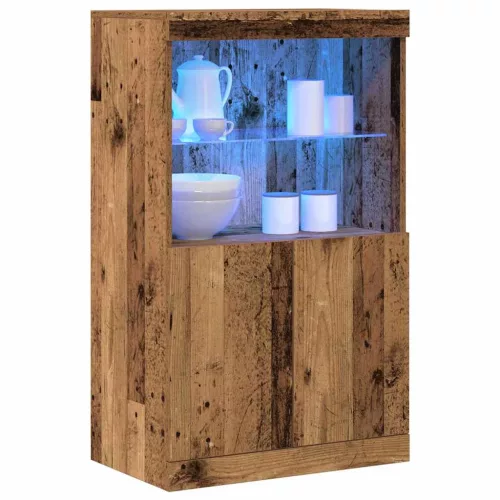 Széf LED -es lámpákkal Barna 60 x 37 x 100 cm Faanyag