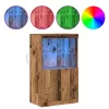 Széf LED -es lámpákkal Barna 60 x 37 x 100 cm Faanyag