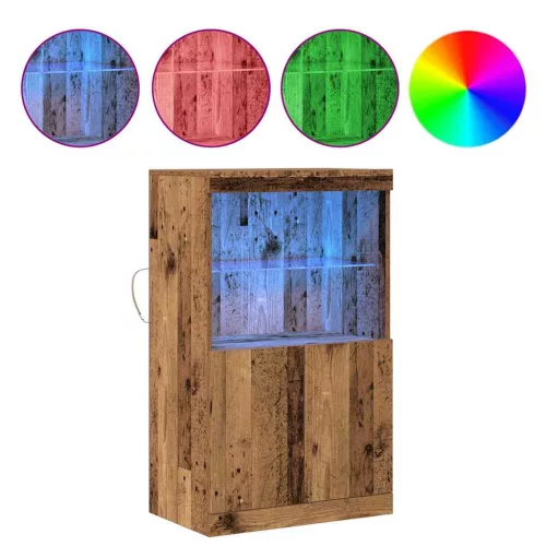 Széf LED -es lámpákkal Barna 60 x 37 x 100 cm Faanyag