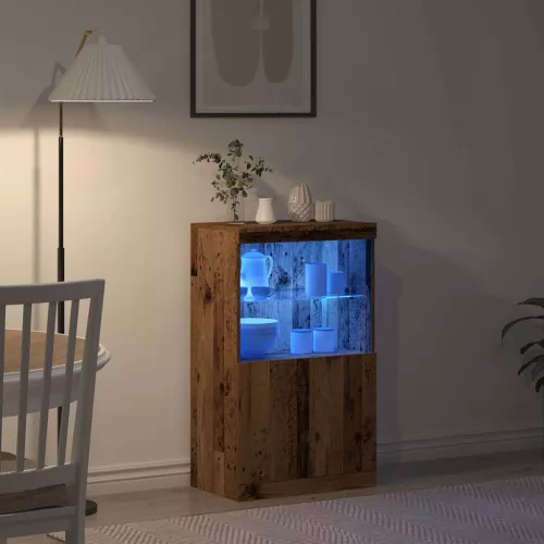 Széf LED -es lámpákkal Barna 60 x 37 x 100 cm Faanyag
