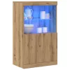 Széf LED -es lámpákkal Barna 60 x 37 x 100 cm Faanyag
