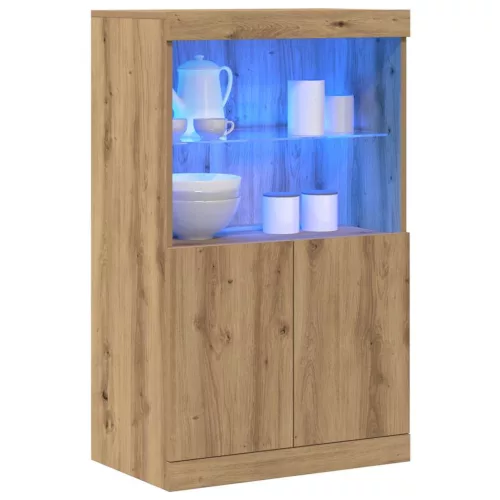 Széf LED -es lámpákkal Barna 60 x 37 x 100 cm Faanyag