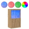 Széf LED -es lámpákkal Barna 60 x 37 x 100 cm Faanyag