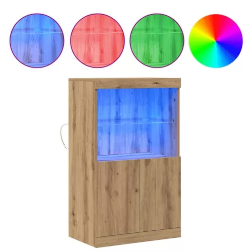 Széf LED -es lámpákkal Barna 60 x 37 x 100 cm Faanyag