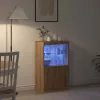 Széf LED -es lámpákkal Barna 60 x 37 x 100 cm Faanyag