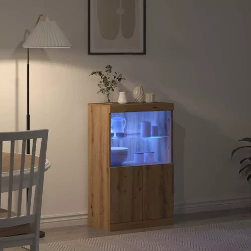 Széf LED -es lámpákkal Barna 60 x 37 x 100 cm Faanyag