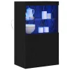 Széf LED -es lámpákkal Fekete 60 x 37 x 100 cm Faanyag