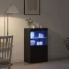 Széf LED -es lámpákkal Fekete 60 x 37 x 100 cm Faanyag