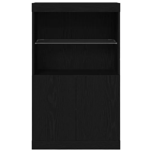 Széf LED -es lámpákkal Fekete 60 x 37 x 100 cm Faanyag
