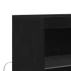 Széf LED -es lámpákkal Fekete 60 x 37 x 100 cm Faanyag