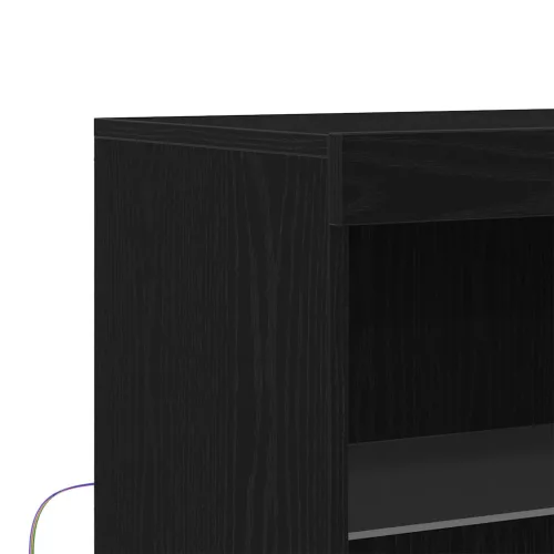Széf LED -es lámpákkal Fekete 60 x 37 x 100 cm Faanyag