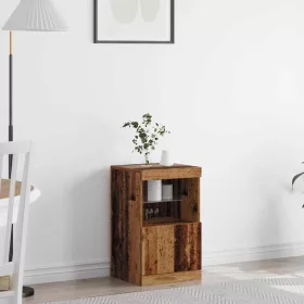 Széf LED -es lámpákkal Régi fa 41 x 37 x 67 cm Faanyag