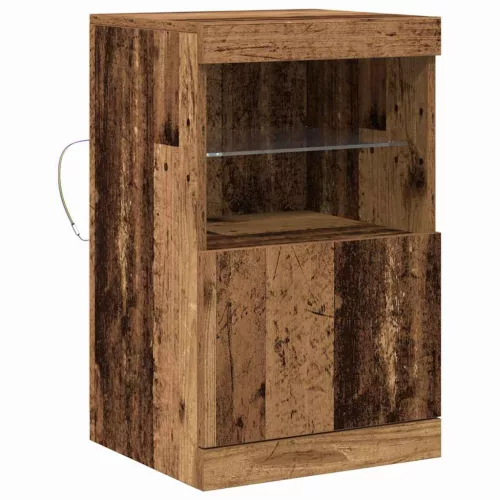 Széf LED -es lámpákkal Régi fa 41 x 37 x 67 cm Faanyag