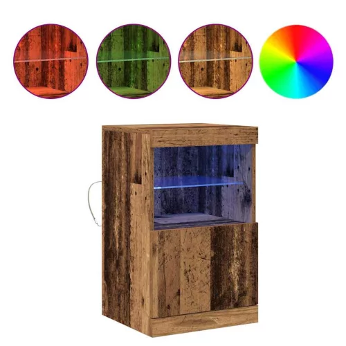 Széf LED -es lámpákkal Régi fa 41 x 37 x 67 cm Faanyag