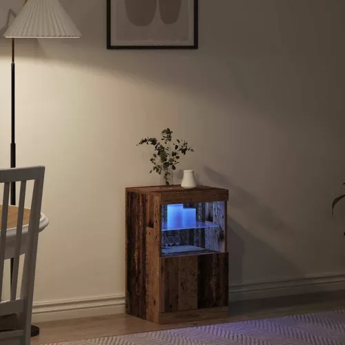 Széf LED -es lámpákkal Régi fa 41 x 37 x 67 cm Faanyag