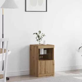   Széf LED -es lámpákkal kézműves tölgy 41 x 37 x 67 cm Faanyag