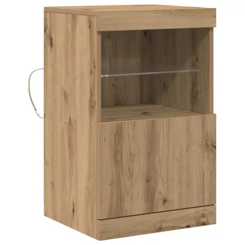 Széf LED -es lámpákkal kézműves tölgy 41 x 37 x 67 cm Faanyag