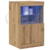 Széf LED -es lámpákkal kézműves tölgy 41 x 37 x 67 cm Faanyag