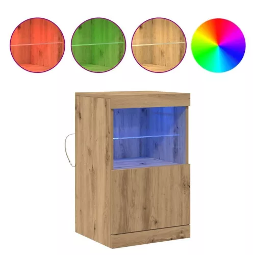 Széf LED -es lámpákkal kézműves tölgy 41 x 37 x 67 cm Faanyag