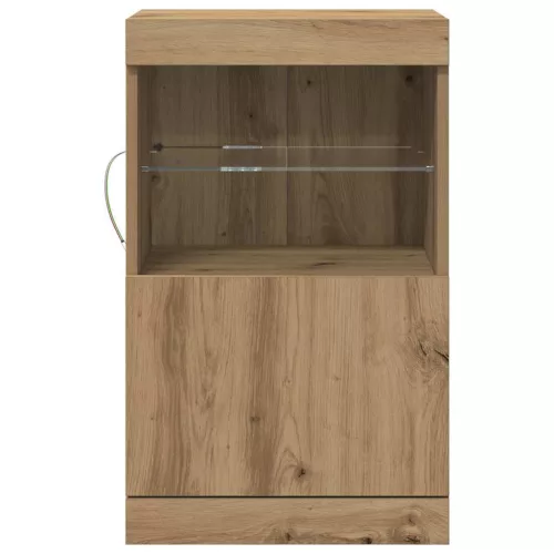 Széf LED -es lámpákkal kézműves tölgy 41 x 37 x 67 cm Faanyag