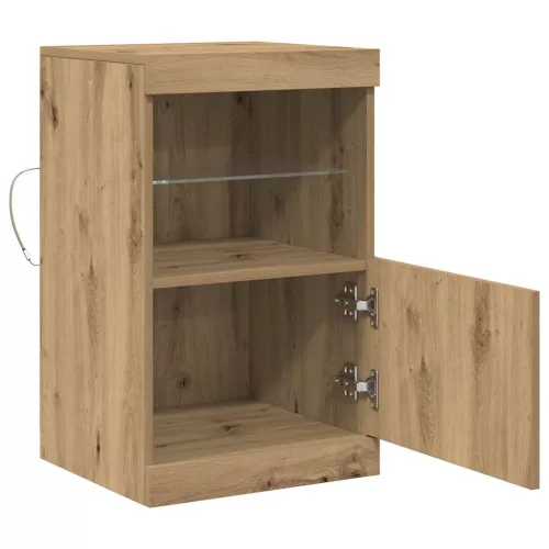 Széf LED -es lámpákkal kézműves tölgy 41 x 37 x 67 cm Faanyag