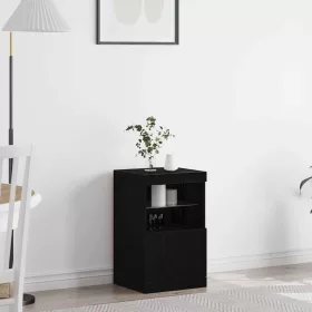   Széf LED -es lámpákkal Musta tammi 41 x 37 x 67 cm Faanyag