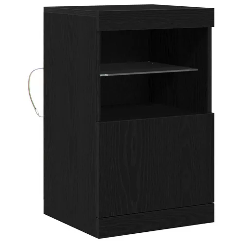 Széf LED -es lámpákkal Musta tammi 41 x 37 x 67 cm Faanyag