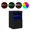 Széf LED -es lámpákkal Musta tammi 41 x 37 x 67 cm Faanyag