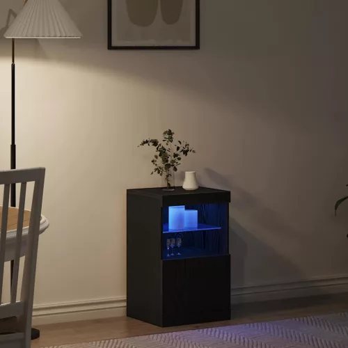 Széf LED -es lámpákkal Musta tammi 41 x 37 x 67 cm Faanyag