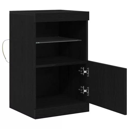 Széf LED -es lámpákkal Musta tammi 41 x 37 x 67 cm Faanyag
