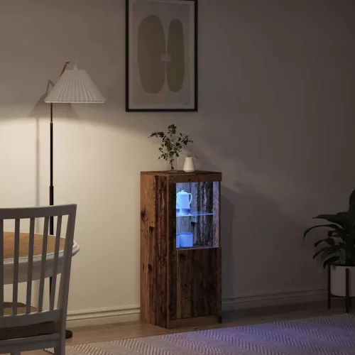 Széf LED -es lámpákkal Régi fa 41 x 37 x 100 cm Faanyag