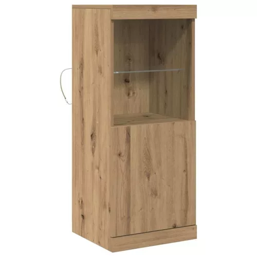 Széf LED -es lámpákkal kézműves tölgy 41 x 37 x 100 cm Faanyag