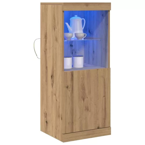 Széf LED -es lámpákkal kézműves tölgy 41 x 37 x 100 cm Faanyag