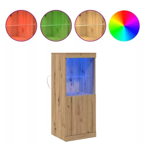 Széf LED -es lámpákkal kézműves tölgy 41 x 37 x 100 cm Faanyag