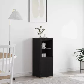   Széf LED -es lámpákkal Musta tammi 41 x 37 x 100 cm Faanyag