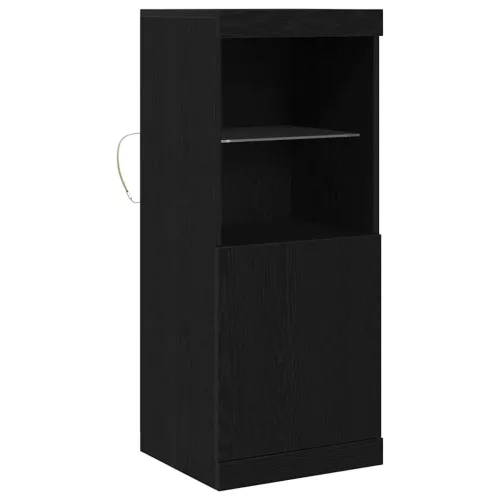 Széf LED -es lámpákkal Musta tammi 41 x 37 x 100 cm Faanyag