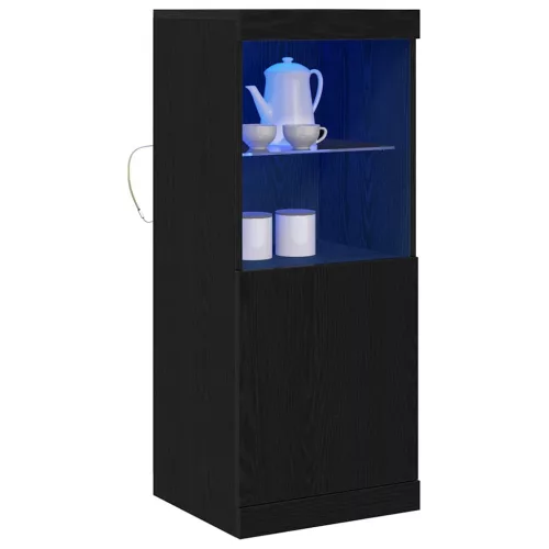 Széf LED -es lámpákkal Musta tammi 41 x 37 x 100 cm Faanyag